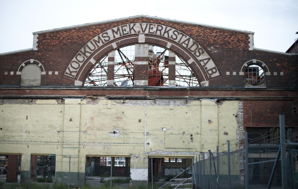 Ett foto på Kockums mekaniska verkstad innan restaurering och ombyggnation